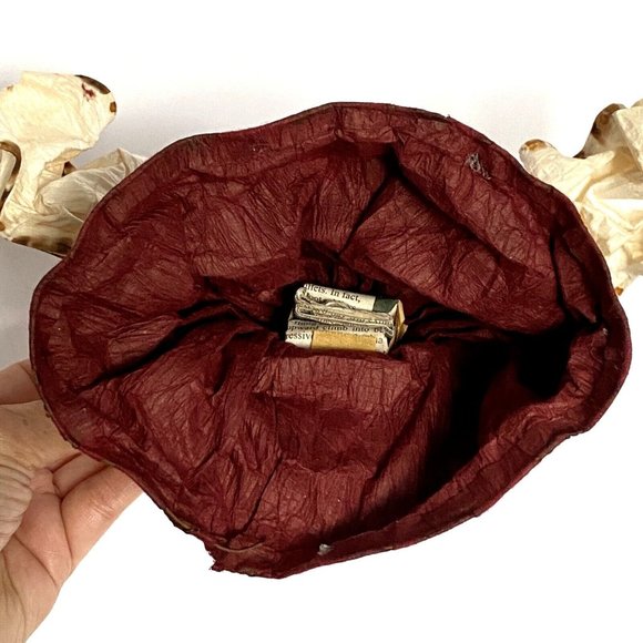 Vintage Christmas Tree Topper Angel Hand Painted Wine Red Dress Red Hair - Picture 8 of 8